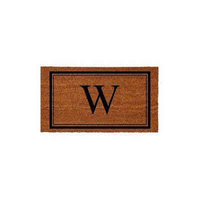 Evergreen Monogram Indoor Outdoor 100% Natural Coir Doormat 28" x 16" |  Letter  "W"