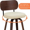 QingMoon Swivel Bar Stools Set of 2, 26" Counter Height Chairs, Faux Leather Upholstered Barstools with Walnut Back for Kitchen Island - 3 of 4