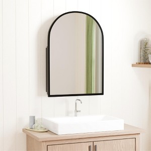 Spassway Recessed or Wall Mount Medicine Cabinet 24 x 36 Inch Bathroom Mirror Cabinet with HD Mirror, Black - 1 of 4