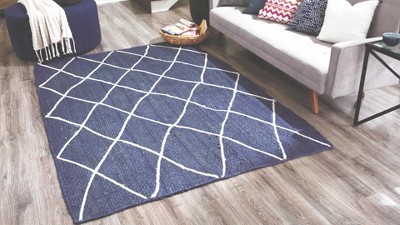 Handmade White and Natural Jute Trellis Rug