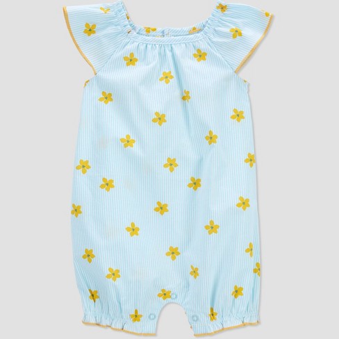 Carter's Just One You® Baby Girls' Flower Striped Romper - Blue - image 1 of 3