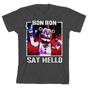 Five Nights at Freddy's Sister Location Say Hello Boy's Charcoal Heather T-shirt - 1 of 3