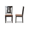 2pc Fenton Transitional Two-Tone Dark Wood Dining Chair Set Walnut/Brown - Baxton Studio - 3 of 4