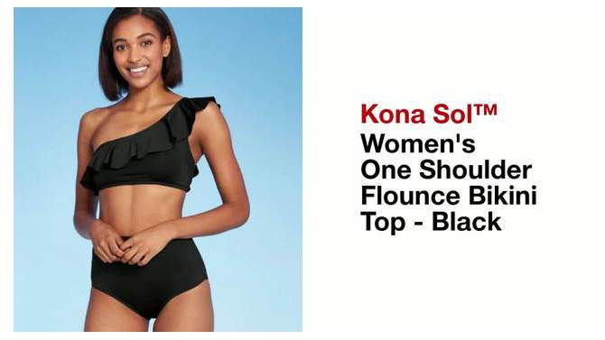 Women's One Shoulder Flounce Bikini Top - Kona Sol™, 2 of 19, play video