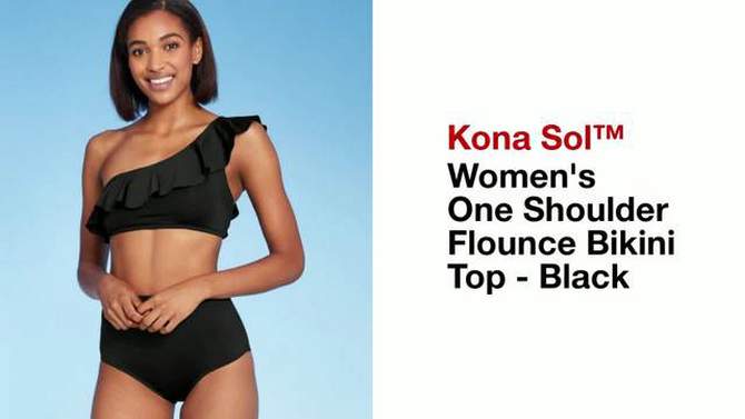 Women's One Shoulder Flounce Bikini Top - Kona Sol™, 2 of 19, play video