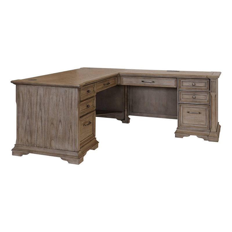 Bristol Traditional Wood L-Desk &#38; Return Light Brown - Martin Furniture, 3 of 9