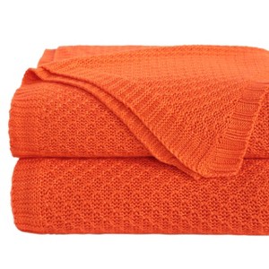 Bamboo Cable Knit Blanket, Soft and Breathable Touch Bed Blanket - NTBAY - 1 of 4