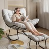 Iron Wire Egg-Shaped Rocking Chair Set with Footrest, Plastic Sprayed, Vacuumed Cushion with Staple Cloth, PP Cotton Filling - 4 of 4