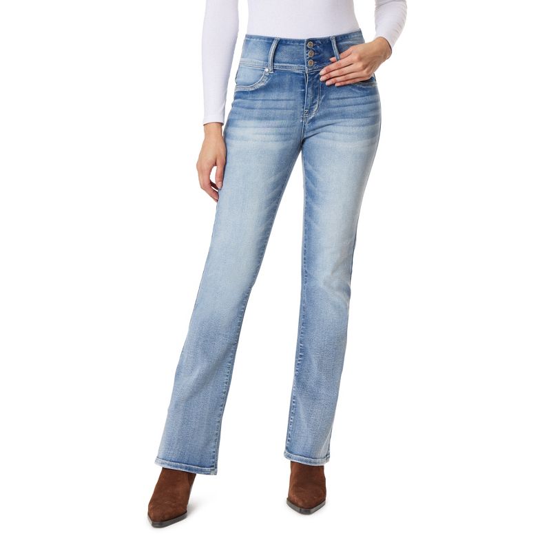 WallFlower Women's Sassy Bootcut High Rise Insta Soft Juniors Jeans, 1 of 4