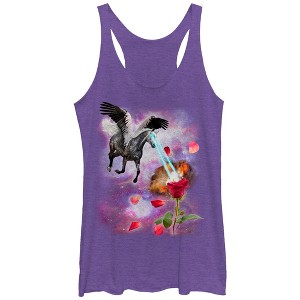 Women's Lost Gods Space Pegasus Laser Eyes Racerback Tank Top - 1 of 3