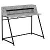 Vynxaria 48" Grey Stone Look Desk with Black Metal Frame Home Office Organizer for Laptop Shelving - 3 of 4