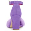 Allegra K Women's Faux Fur Buckle Closure Ankle Strap Block Heels Sandals - 3 of 4