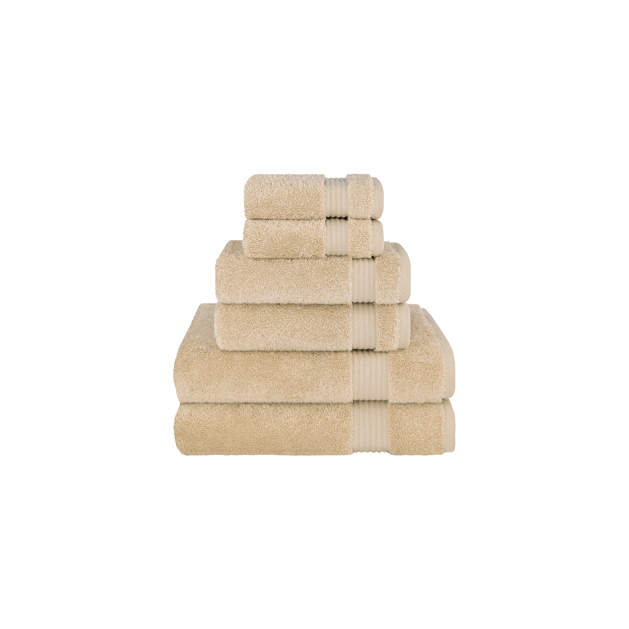 American Soft Linen Bekos 6 Piece Towel Set, 100% Cotton Bath Towel Set for Bathroom, Taupe