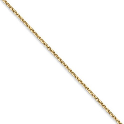Black Bow Jewelry 1.45mm, 14k Yellow Gold, Diamond Cut Solid Cable Chain Necklace