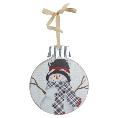 Northlight 9.5" Black and Red Smiling Snowman Christmas Wall Decor