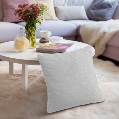 Light Gray Velvet Square Euro Throw Pillow Covers, 18'' x 18''