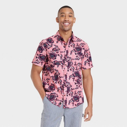 Houston White Adult Short Sleeve Button-down Shirt - Pink Floral : Target