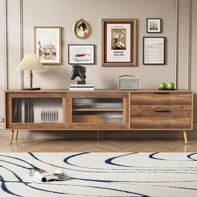 VYNXARIA Elegant 70" TV Stand for 75"+ TVs - Stylish Media Console with Glass Doors and Ample Storage