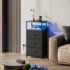 GALAXHERO LED Nightstand with Charging Station Night Stand with 3 Fabric Drawers and Storage Shelf Small Dresser for Small Space 31.9" H Bedside Table - 3 of 4