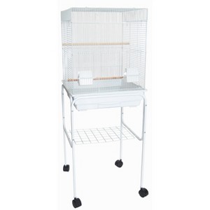 YML 5824 3/8 inches Bar Spacing Square Top Bird Cage with Stand 18 inches x 14 inches /Small White - 1 of 2