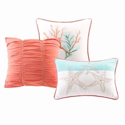 Queen Blue Cotton Reversible Coastal Comforter Set