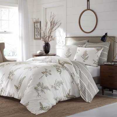 Willow Taupe and Cream Cotton Full/Queen Duvet Cover Set