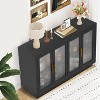 Garvee Modern Black Buffet Cabinet with Fluted Glass Doors, Adjustable Shelves, Gold Handles, Coffee Bar,Black - 4 of 4