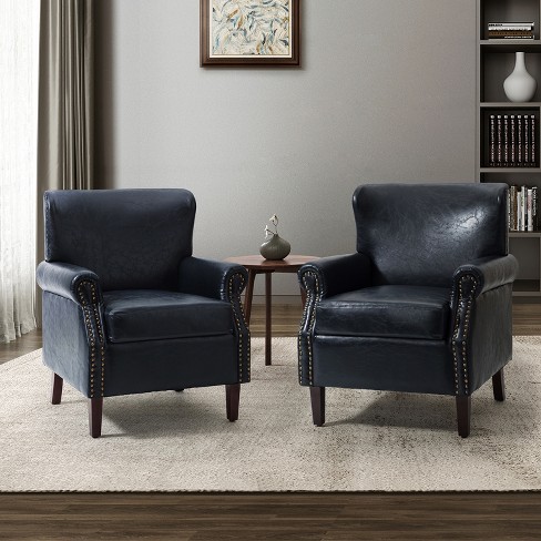 Comfy leather chair online and ottoman