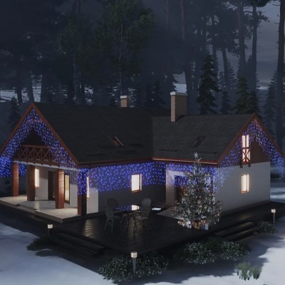 vidaXL LED Curtain Icicle Lights 393.7" 400 LED Blue 8 Function