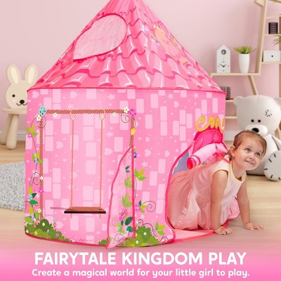 Pink Princess Castle Play Tent for Kids with Graphic Motifs
