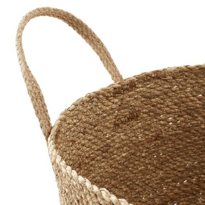 Set of 3 Natural Seagrass Round Storage Baskets with Jute Handles
