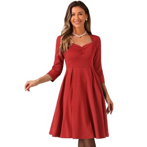 Allegra K Women's Vintage Sweetheart Neck 1950s Retro Cocktail A-Line Dresses - 1 of 4
