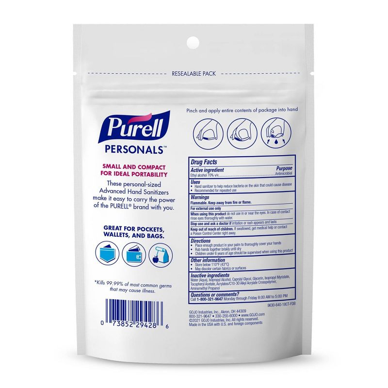 Purell Hand Sanitizer - Trial Size - Fresh Scent - 0.72 fl oz/18ct, 3 of 8