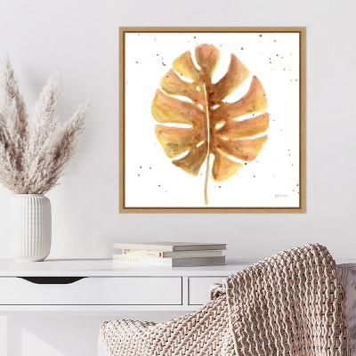 Golden Palm Leaf Light Brown and Yellow Canvas Print