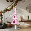Angel Sar 59in Pink Christmas Tree Cat Tower, 2 Cat Condos with Scratching Post, Soft Fleece Cover, Teaser Toy, Stable Base for Indoor Cats - 2 of 4