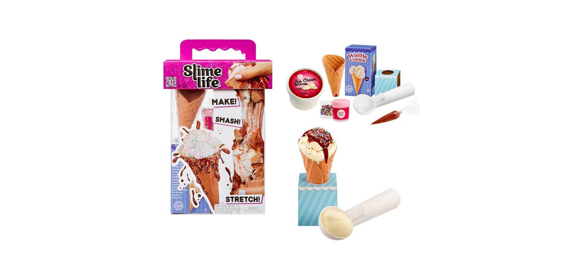 Slime Life Ice Cream Cone DIY Slime Kit - Unboxing Ingredients to Make,Smash and Stretch Your Food