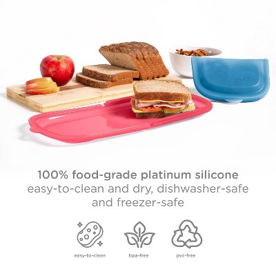 Ubbi Platemate Sandwich Reusable Food Storage Bags - Buttercup & Pomegranate - 2pk
