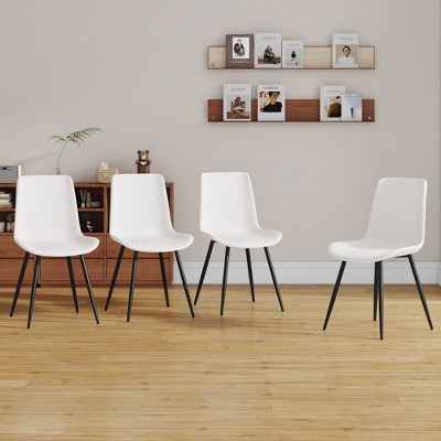 NicBex Armless Modern Dining Chairs Leather Backrest Cushion Dining Chairs W/Metal Legs