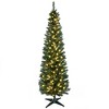 HOMCOM 5 FT Tall Pre-Lit Slim Noble Fir Artificial Pencil Christmas Tree with Realistic Branches, 110 Warm White LED Lights and 294 Tips, Green - 4 of 4