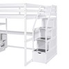 NicBex Full Size Bunk Bed with Desk Loft Bed Bed Frame with Storage Racks, Drawers, Stairs, Guardrails, No Box Spring Required - 4 of 4