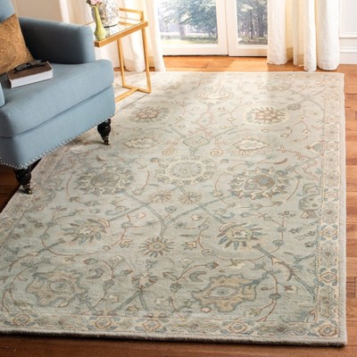 Elegant Heritage Silver/Ivory Hand-Tufted Wool Area Rug 5' x 8'