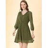 Allegra K Women's Swiss Dots Elastic Waist 3/4 Sleeve A-line Solid Flowy Chiffon Dress - 3 of 4