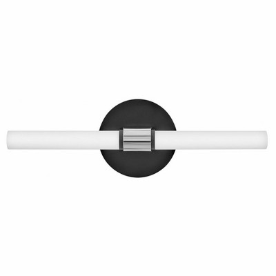 Kai Medium Black and Chrome LED Vanity Light with Etched Opal Glass