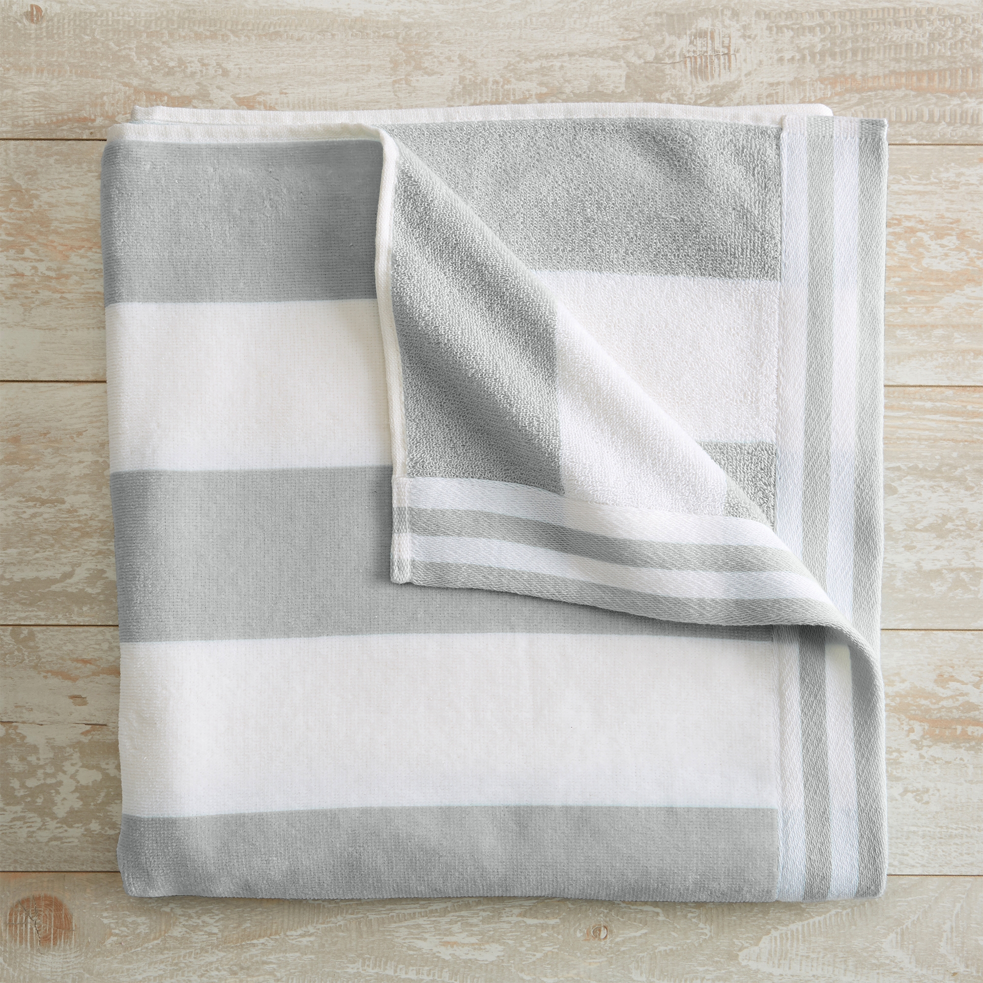 Cabana Striped Oversized Beach Towels - (35" x 70", Pale Grey).