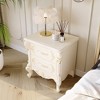 Famapy French Country White Nightstand with Double Drawers & Gold Accents,Ornate Carvings,Side Table,Elegant Storage for Bedroom - 4 of 4