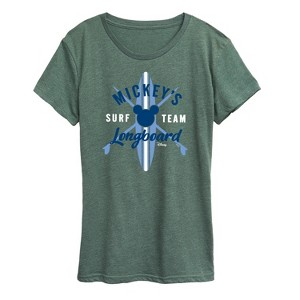 Women's - Disney - Mickey Longboard Surf Team Short Sleeve Graphic T-Shirt - 1 of 4