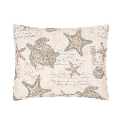 Amber Sands Coastal Blue Cotton Reversible Quilt Set