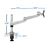 Mount-It! Single Height-Adjustable, Articulating, Pivoting, Swiveling, Tilting, Arm Desk Mount for LCD, LED, Computer Monitor Displays, Silver - image 3 of 4