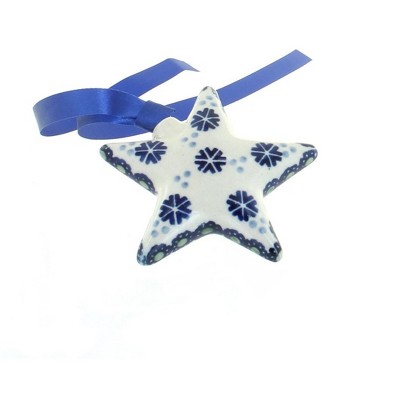 Blue Rose Polish Pottery Festive Fir Star Ornament