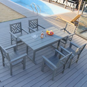 Outdoor Patio Dining Set, 7 Pcs Dining Set with Chairs and Table, Dining Set with Steel Frame, Dining Table with Umbrella Hole-Coolbibila - 1 of 4